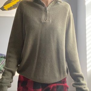 olive green quarter zip sweater